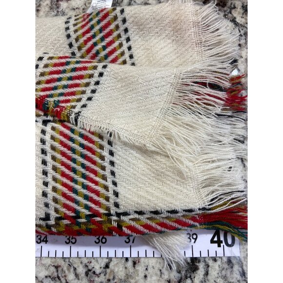 Womens Rectangle Plaid Sherpa Faux Fur Scarf Wrap Red Cream Cozy Winter Soft - Picture 5 of 6